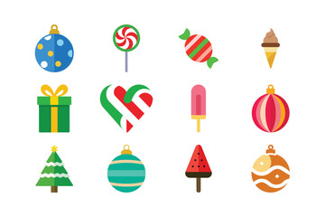 Flat Vector Christmas Icons Bundle