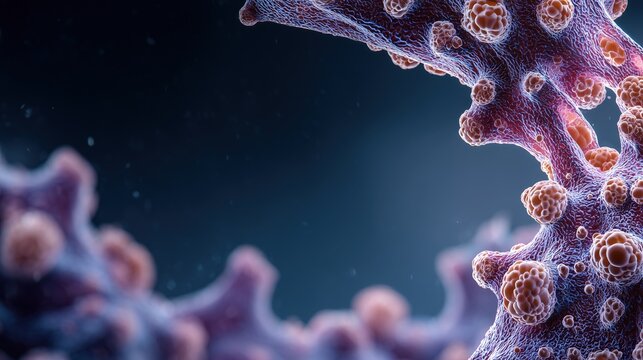 Autoimmune thyroiditis: macro view of inflamed thyroid tissue, autoimmune inflammation concept, detailed cellular structures, realistic medical 3D rendering