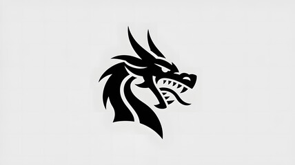 Obraz premium Stylish black dragon head logo illustration