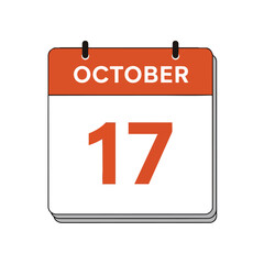Fototapeta premium Bright orange calendar icon highlighting the seventeenth day of October for essential planning and events.