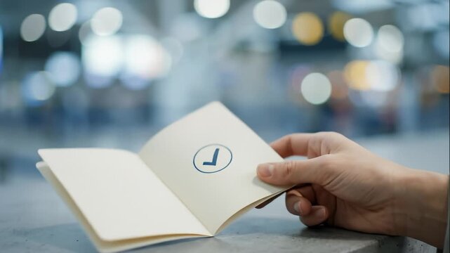 Hand Displays Valid Passport at Airport Checkpoint Immigration Control
