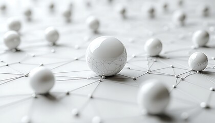 White Spheres Connected by Thin Lines and Small Dots Network connection communication