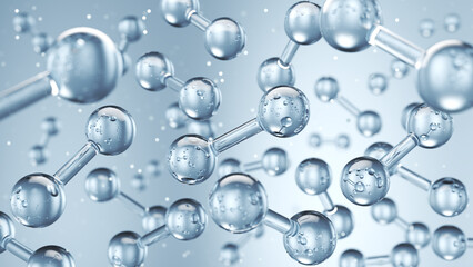 Hydrogen Molecules or New Clean Energy, Water Hydrogen Fuel Cell 3d illustration.