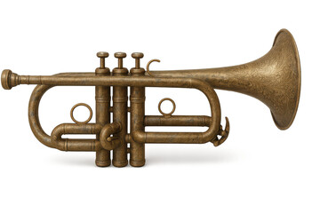 Obraz premium Vintage Cornet Brass Instrument Isolated on a transparent background