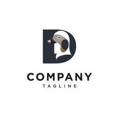 Letter D Long-tailed Duck Logo Icon Vector