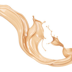 Liquid foundation splash element, fluid cosmetic cream 3d illustration.