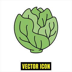 Fresh green head of cabbage cartoon vector icon illustration for healthy food design Vector