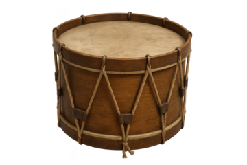Antique Wooden Drum, brown and beige, on a transparent background image