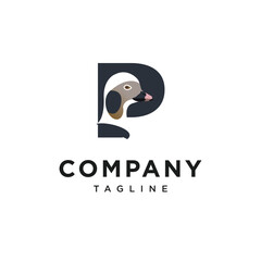 Obraz premium Letter P Long-tailed Duck Logo Icon Vector