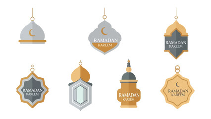 Fototapeta premium Ramadan Kareem Lanterns: A collection of decorative lanterns, each intricately designed, representing the spirit of Ramadan with crescent moons and elegant motifs, and cultural celebrations.
