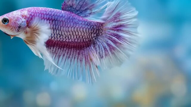 Vibrant siamese fighting fish swimming in aquarium with colorful fins