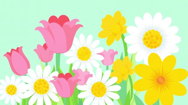 Spring flowers growing animation concept art
