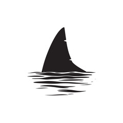 Fototapeta premium Shark fin silhouette, Shark Fin vector icon, Shark fin symbol vector illustration isolated on white background