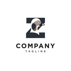 Letter Z Long-tailed Duck Logo Icon Vector