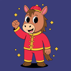 Happy Chinese New Year Horse Character