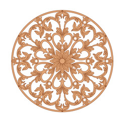 Decorative rosette. Contour floral pattern.