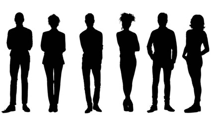 Group of diverse people standing with arms crossed against a white background.