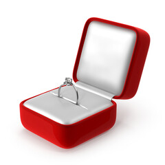 Diamond Engagement Ring in Open Red Velvet Box