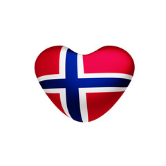 Fototapeta premium Norway flag of heart-3D illustration. 3d render.