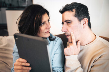 Couple in Virtual Medical Consultation for Health Monitoring, Featuring Eye Examination at Home