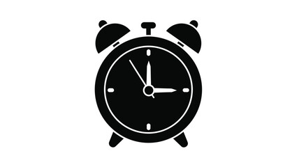 Simple black alarm clock icon design a modern timekeeping silhouette