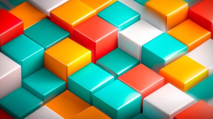 Obraz premium Vibrant arrangement of numerous colorful geometric cubes creating an abstract background pattern.