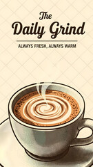 A steaming hot cup of coffee.