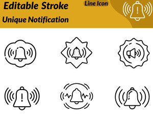 A distinctive notification sound icon. Featuring a modern bell speaker with stylized uneven sound waves and a small accent mark. Designed with clean minimal lines to represent custom alerts unique.