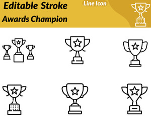 A sleek awards champion icon featuring a trophy cup with a star. Ribbon accent symbolizing achievement victory and excellence. Designed with clean lines and balanced proportions perfect recognition.