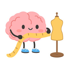 Cartoon Brain Measuring Mannequin Illustration