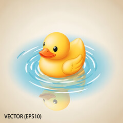 Rubber duck in water vector illustration.
