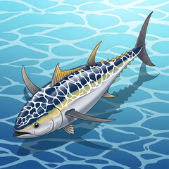 Large blue and white fish swimming.