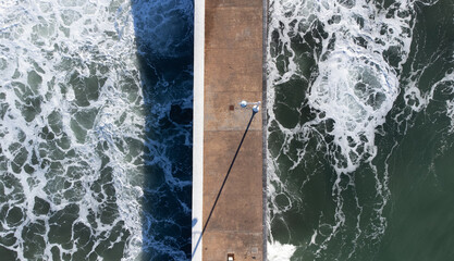 aerial view of a port in a fishing village