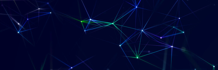 Polygonal background with dots and lines. Network connection structure. Science and technology. 3d