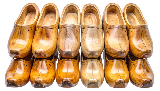 Classic Dutch Klomp Footwear Collection, isolated on a transparent background