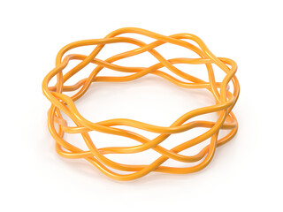 Intertwined Orange Wavy 3D Ring