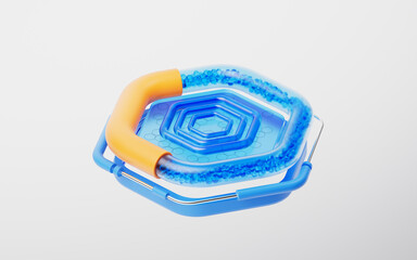 Abstract transparent hexagonal glass stage, 3d rendering.