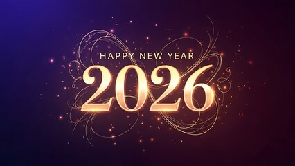 Golden new year 2026 celebration with sparkling lights and elegant design