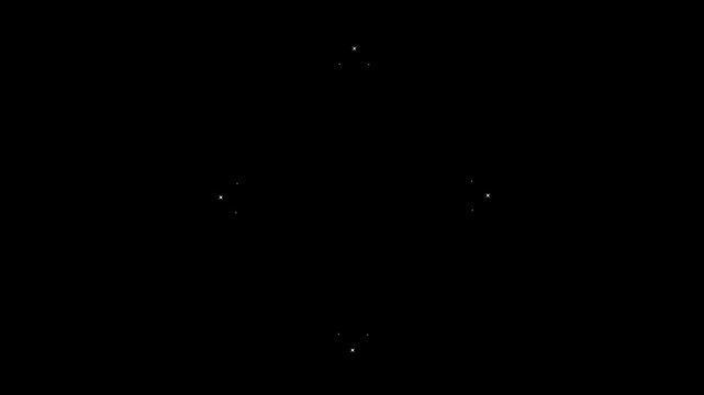 Sparkling twinkle stars animation featuring glowing white doodle sparkles, blinking light effects, flat vector design, ideal for fairy tale visuals and black screen overlays.