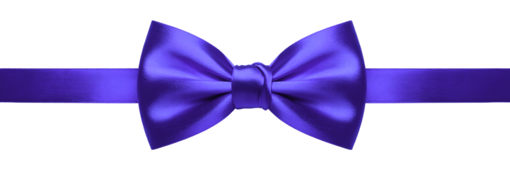 Purple bow tie on a ribbon isolated on transparent background