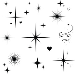 Black Valentine&rsquo;s Day Love Icons Set