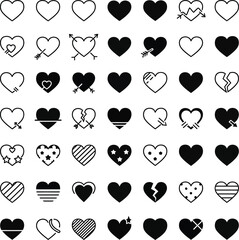 Black Valentine&rsquo;s Day Love Icons Set