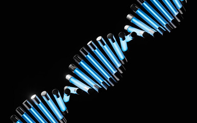 Biological DNA with glowing lines, 3d rendering.