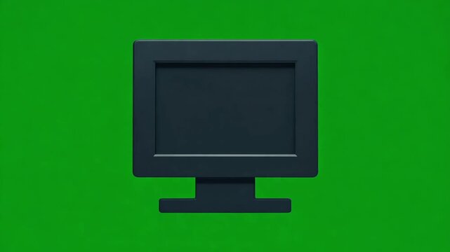 Computer Monitor Screen Icon Animation on Green Screen Background
