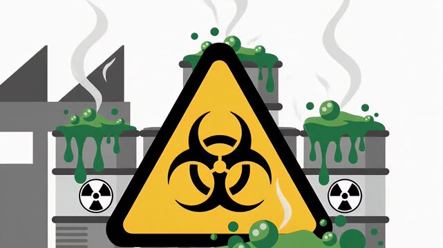 Industrial pollution from power plant and factory emitting toxic waste into environment