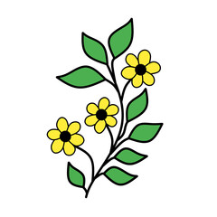 Bright yellow flowers with green leaves