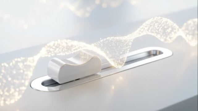 Toggle Switch Generating Shiny Particle Waves in White Studio