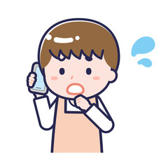 スマートフォンを使う「保育士」の男性