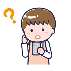 スマートフォンを使う「保育士」の男性