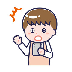 スマートフォンを使う「保育士」の男性